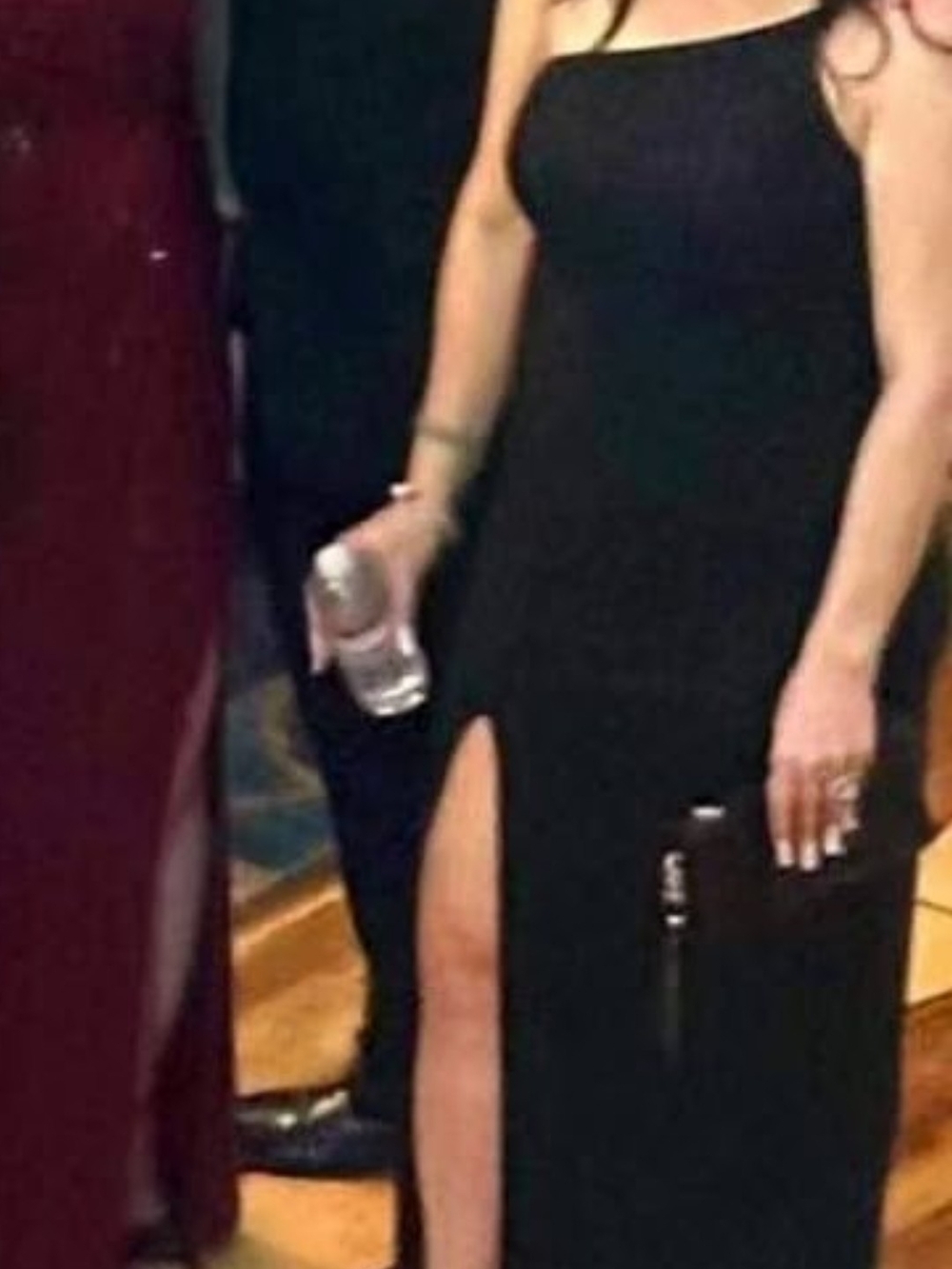 Black One-Shoulder Slit Evening Dress